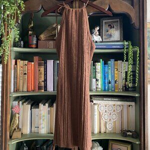 ASTR the Label Brown Ribbed Knit Halter Mini Dress Size L